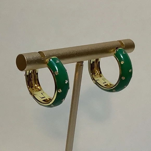 Gorjana Noel Emerald Huggie Hoop Earrings New - Picture 4 of 7